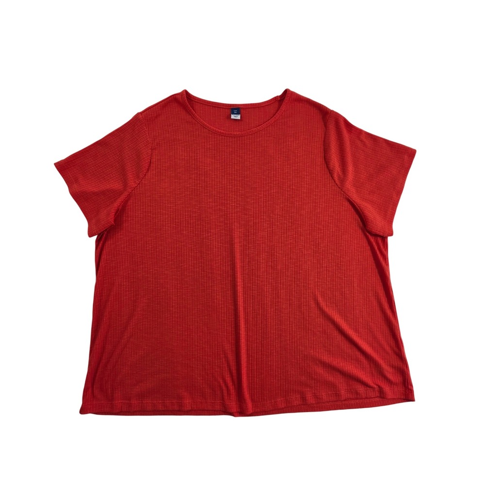 Old Navy Luxe Ribbed T-Shirt Womens XXL Warm Sunset Orange Red Short Sleeve Top